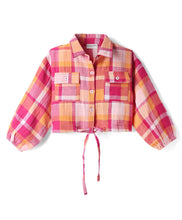 Load image into Gallery viewer, Cotton Checkered Shirt Style Top with Bow Applique