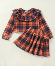 Load image into Gallery viewer, Checkered with Frill Polar Fleece Top Skirt Set