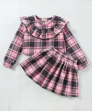 Load image into Gallery viewer, Pink with Frill Polar Fleece Top Skirt Set