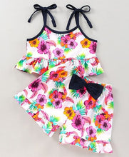 Load image into Gallery viewer, CrayonFlakes Soft and comfortable Straped Floral Frill Top Short Set