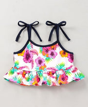 Load image into Gallery viewer, CrayonFlakes Soft and comfortable Straped Floral Frill Top Short Set