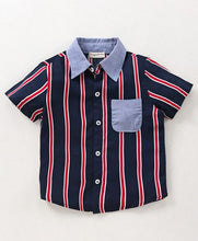 Load image into Gallery viewer, CrayonFlakes Soft and comfortable Striped Printed Shirt - Navy
