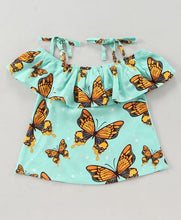 Load image into Gallery viewer, CrayonFlakes Soft and comfortable Butterfly Strap Cold Shoulder Top Short Set