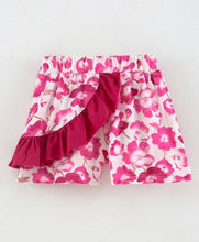 Load image into Gallery viewer, CrayonFlakes Soft and comfortable Floral with Frill Shorts - Pink