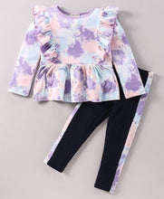 Load image into Gallery viewer, Tie and Dye Front Frill Top Leggings Set