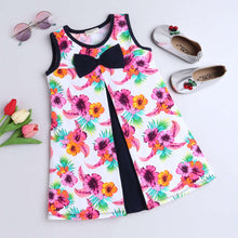 Load image into Gallery viewer, Floral Color Block Pleated Bow Dress