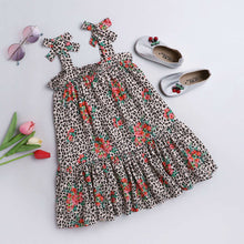 Load image into Gallery viewer, CrayonFlakes Soft and comfortable Animal Print Bow Strap and Frill Dress / Frock
