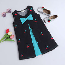 Load image into Gallery viewer, Cherry Color Block Pleated Bow Dress
