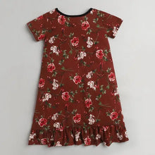 Load image into Gallery viewer, Floral Printed Nighty - Brown