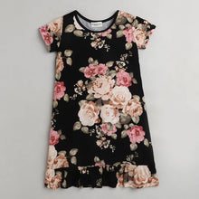 Load image into Gallery viewer, Floral Printed Nighty - Black
