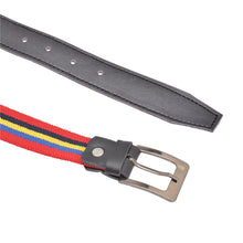 Load image into Gallery viewer, CrayonFlakes Children&#39;s Belt Multicolor Stretchable Canvas &amp; Black PU Leather