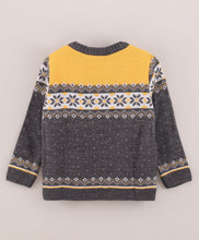 Load image into Gallery viewer, Jacquard Fine Knit Full Sleeves Pullover Sweater - Grey
