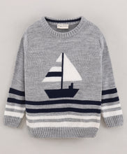 Load image into Gallery viewer, Ship Fine Knit Full Sleeves Pullover Sweater - Grey