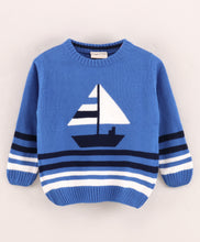 Load image into Gallery viewer, Ship Fine Knit Full Sleeves Pullover Sweater - Blue