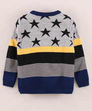 Load image into Gallery viewer, Stars Fine Knit Full Sleeves Pullover Sweater - Grey
