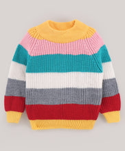Load image into Gallery viewer, Striped Fine Knit Full Sleeves Pullover Sweater - Multicolor
