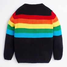 Load image into Gallery viewer, Striped Fine Knit Full Sleeves Pullover Sweater - Black