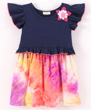 Load image into Gallery viewer, Tie and Dye Frilled with Flower Dress