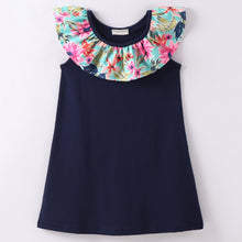 Load image into Gallery viewer, Floral Neck Frill Solid Dress
