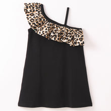 Load image into Gallery viewer, Animal Print Frill with Strap Solid Dress