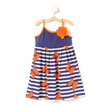 Load image into Gallery viewer, CrayonFlakes Soft and comfortable CrayonFlakes Girl&#39;s Cotton/Polyester Blue Orange Butterfly Dress / Frock KD-173 12-18 M