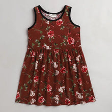 Load image into Gallery viewer, CrayonFlakes Soft and comfortable Floral Printed Dress / Frock - Brown