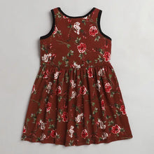 Load image into Gallery viewer, CrayonFlakes Soft and comfortable Floral Printed Dress / Frock - Brown