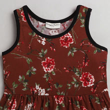 Load image into Gallery viewer, CrayonFlakes Soft and comfortable Floral Printed Dress / Frock - Brown
