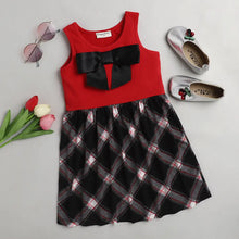 Load image into Gallery viewer, CrayonFlakes Soft and comfortable Checkered Printed Bow Dress / Frock