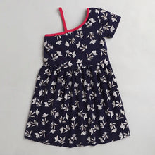 Load image into Gallery viewer, CrayonFlakes Soft and comfortable Floral Printed Dress / Frock - Navy