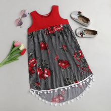 Load image into Gallery viewer, CrayonFlakes Soft and comfortable Floral Printed High Low Lace Dress / Frock