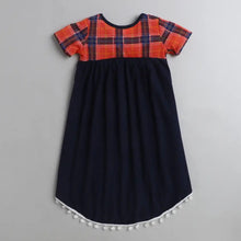 Load image into Gallery viewer, CrayonFlakes Soft and comfortable Checkered High Low Lace Dress / Frock