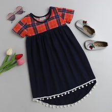 Load image into Gallery viewer, CrayonFlakes Soft and comfortable Checkered High Low Lace Dress / Frock