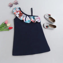 Load image into Gallery viewer, CrayonFlakes Soft and comfortable Floral Frill with Single Strap Dress / Frock
