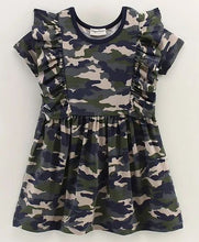 Load image into Gallery viewer, CrayonFlakes Soft and comfortable Camouflage with Front Frill Dress / Frock