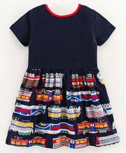 Load image into Gallery viewer, CrayonFlakes Soft and comfortable Trains Printed Dress / Frock