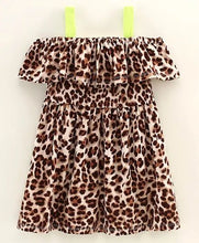 Load image into Gallery viewer, CrayonFlakes Soft and comfortable Animal Print Strap and Frill Dress / Frock
