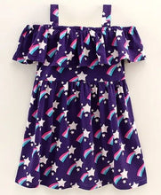 Load image into Gallery viewer, CrayonFlakes Soft and comfortable Star Print Strap and Frill Dress / Frock
