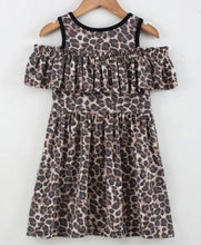 Load image into Gallery viewer, CrayonFlakes Soft and comfortable Animal Print Cold Shoulder Frill Dress / Frock
