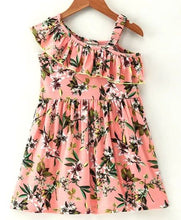 Load image into Gallery viewer, CrayonFlakes Soft and comfortable Front Frill Strap Floral Print Dress / Frock