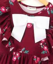Load image into Gallery viewer, CrayonFlakes Soft and comfortable Floral Front Frill with Bow Dress / Frock