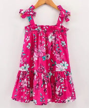 Load image into Gallery viewer, CrayonFlakes Soft and comfortable Floral Bow Strap and Frill Dress / Frock