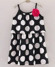 Load image into Gallery viewer, CrayonFlakes Soft and comfortable Polka Printed Layered Dress / Frock - Black