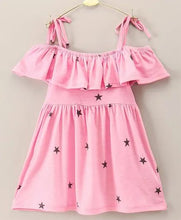 Load image into Gallery viewer, CrayonFlakes Soft and comfortable Stars Print Open Strap Frill Dress / Frock