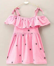 Load image into Gallery viewer, CrayonFlakes Soft and comfortable Stars Print Open Strap Frill Dress / Frock