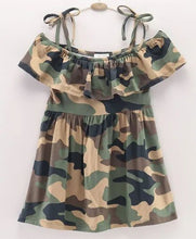 Load image into Gallery viewer, CrayonFlakes Soft and comfortable Camouflage Open Strap Frill Dress / Frock