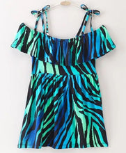 Load image into Gallery viewer, CrayonFlakes Soft and comfortable Tiger Print Open Strap Frill Dress / Frock