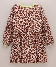 Load image into Gallery viewer, Animal Print Vee Frill Full Sleeves Dress