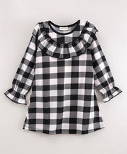 Load image into Gallery viewer, Checkered Neck Frill Full Sleeves Dress