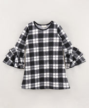 Load image into Gallery viewer, Checkered Sleeves Double Frill Dress